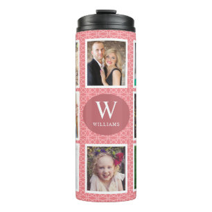 Bouteilles Isothermes Collage de photos familiales 8 photos Motif rose