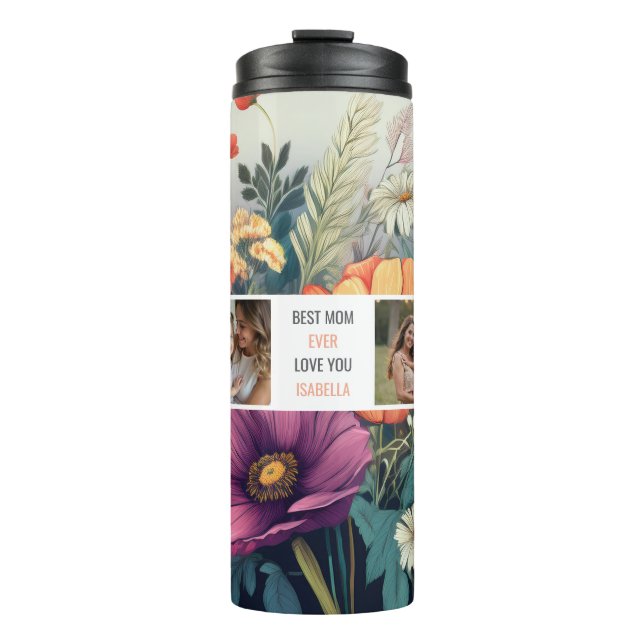 Bouteilles Isothermes Collage photo Fleur sauvage moderne - Best Mom Cad (Devant)