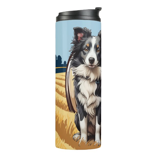Bouteilles Isothermes Collie frontalier à la ferme (Tourné sur la gauche)