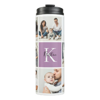 Bouteilles Isothermes Colorblock Monogramme Famille Photo Collage | Lila