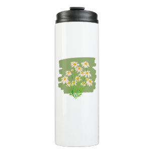 Bouteilles Isothermes Conception florale rustique sur fond vert