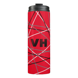 Bouteilles Isothermes Cool Abstrait Rouge rayé Nom de la guitare Initial