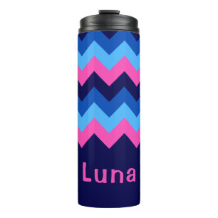 Bouteilles Isothermes Cool Bleu rose Chevron Monogramme Thermal Tumbler
