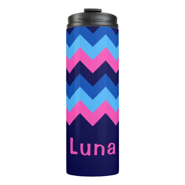 Bouteilles Isothermes Cool Bleu rose Chevron Monogramme Thermal Tumbler (Devant)