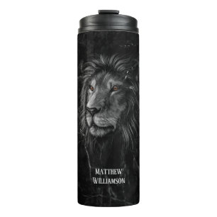 Bouteilles Isothermes Cool Lion Black Marble Arrière - plan Votre nom 