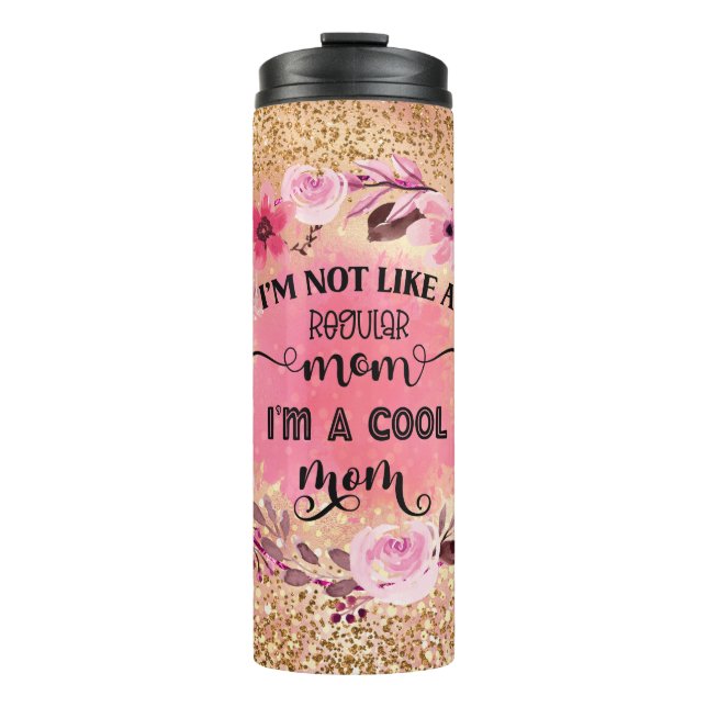 Bouteilles Isothermes Cool Maman Parties scintillant or Fleurs roses  (Devant)