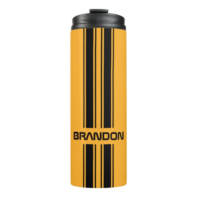 Bouteilles Isothermes Cool Personnalisé Jaune Course Auto Noir Sport Str (Devant)