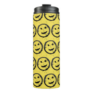 Bouteilles Isothermes Cool Sardé Joyeux visage souriant motif jaune