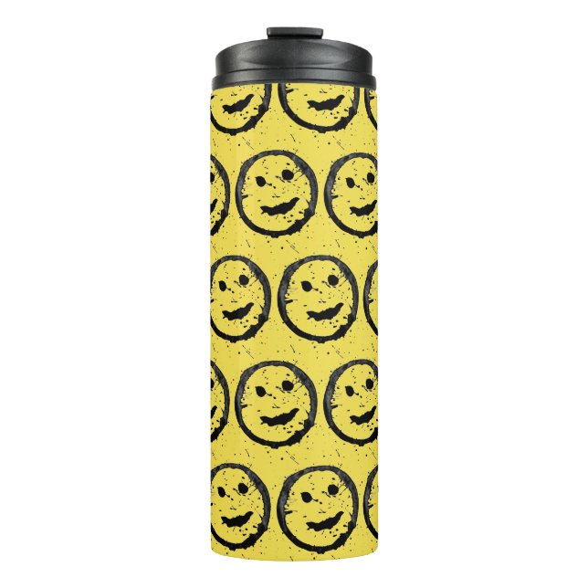 Bouteilles Isothermes Cool Sardé Joyeux visage souriant motif jaune (Devant)