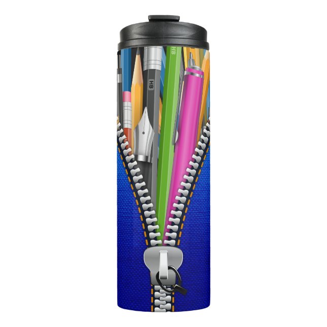 Bouteilles Isothermes Coque crayon bleu Zipper (Devant)