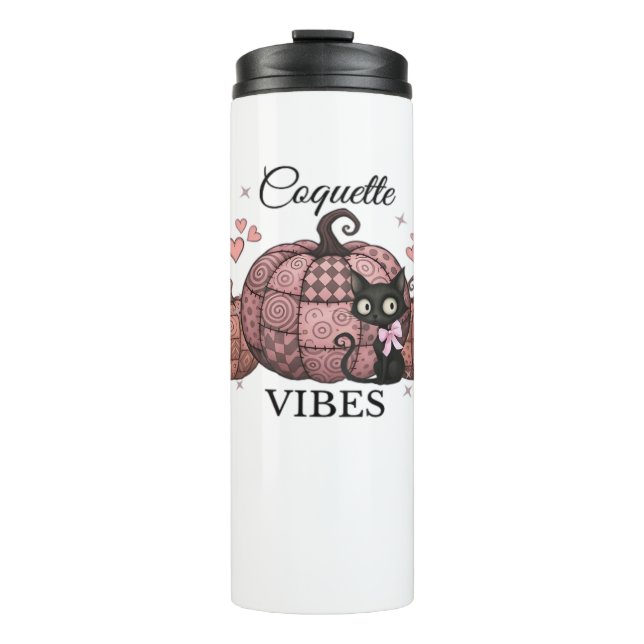 Bouteilles Isothermes Coquette Citrouille rose Chat classique T-shirt (Devant)