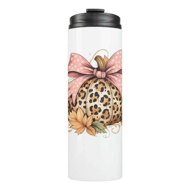 Bouteilles Isothermes Coquette Leopard Citrouille avec cou rose - Glam F (Devant)