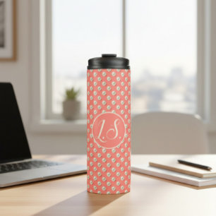 Bouteilles Isothermes Corail avec accent de perle et monogramme 