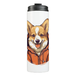 Bouteilles Isothermes Corgi Drôle Portant un Sweat à Capuche