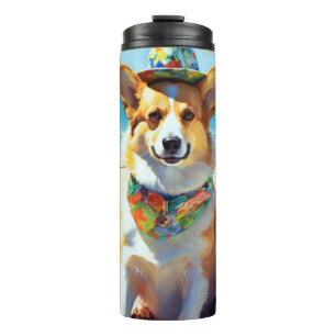 Bouteilles Isothermes Corgi on Beach, cadeau d'été pour les amoureux de 