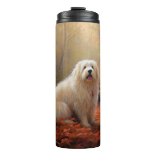 Bouteilles Isothermes Coton De Tulear dans les feuilles d'automne qui to