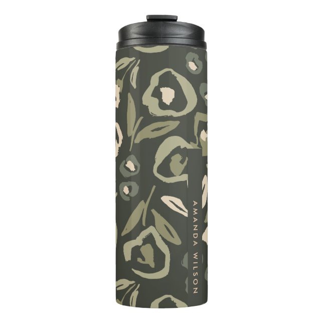 Bouteilles Isothermes Cottage Garden Hand-Drawn Bold Inky Floral Pattern (Devant)