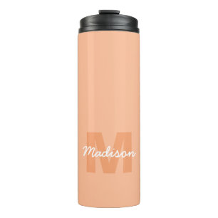 Bouteilles Isothermes Couleur pêche pastel cool avec nom de monogramme p