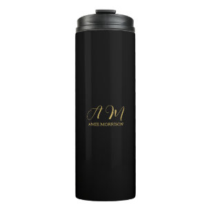 Bouteilles Isothermes Couleurs d'or noir Monogramme Lettre initiale Nom