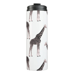 Bouteilles Isothermes Coupe rose et noire Girafe Blanc design animal