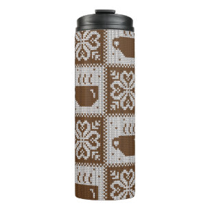 Bouteilles Isothermes Coupes d'hiver confites : motif de boisson chaude.