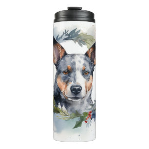 Bouteilles Isothermes Couronne de Noël Blue Heeler Fête de Chien Joyeux