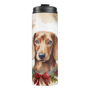 Bouteilles Isothermes Couronne de Noël de teckel Chien festif