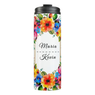 Bouteilles Isothermes Couronne florale de mariage colorée