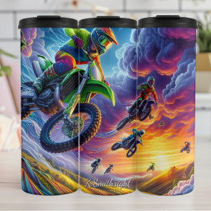 Bouteilles Isothermes Course de Motocross Colorée Art Ciel
