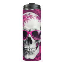 Crâne 3D avec design floral fuchsia & lunettes de 