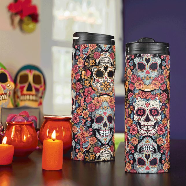 Bouteilles Isothermes Crâne à sucre Dia de Los Muertos (Créateur téléchargé)