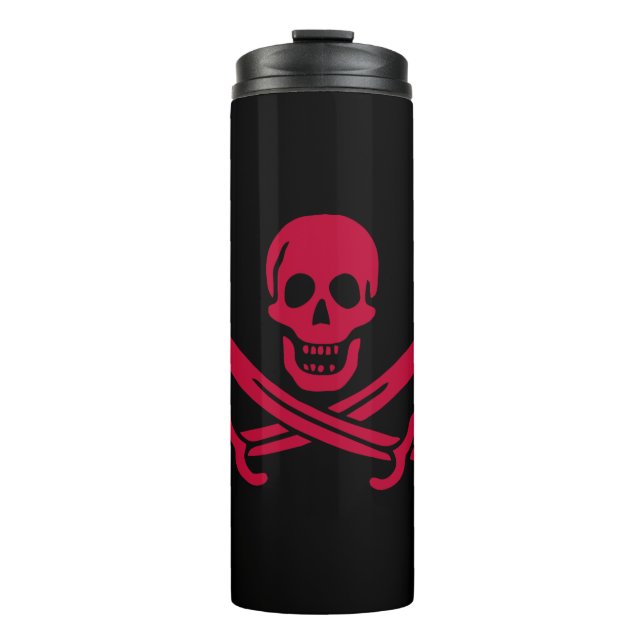 Bouteilles Isothermes Crâne et épées de Crimson Drapeau pirate de Calico (Devant)
