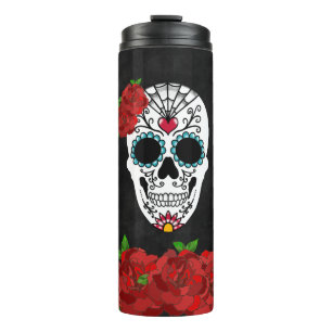 Bouteilles Isothermes Crâne vintage de sucre Roses rouges