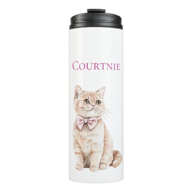 Bouteilles Isothermes Crème Chat Pink Bow (Devant)