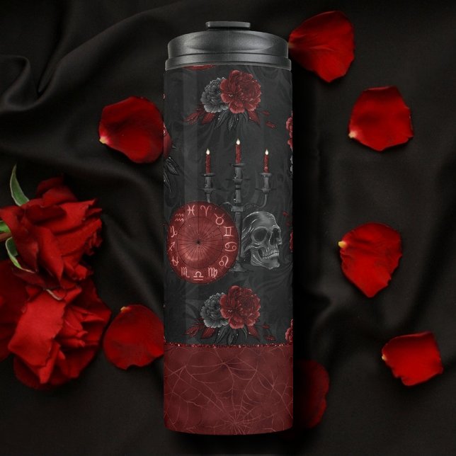 Bouteilles Isothermes Crimson magique Zodiac | Rose de crâne gothique ro (Créateur téléchargé)