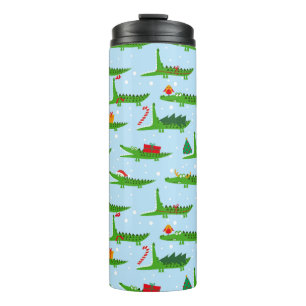 Bouteilles Isothermes Crocodiles festifs dans les costumes de Noël Motif