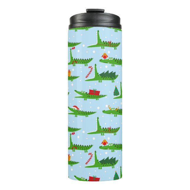 Bouteilles Isothermes Crocodiles festifs dans les costumes de Noël Motif (Devant)