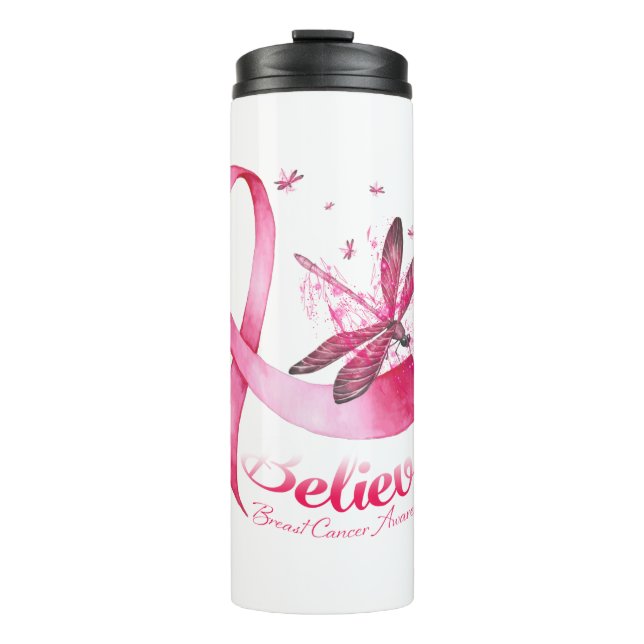 Bouteilles Isothermes Croire Dragonfly Pink Ribbon Cancer du sein (Devant)