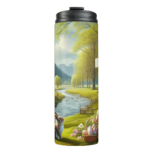 Bouteilles Isothermes Croix de Pâques avec lapin et oeufs