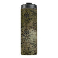 Cuivre Or et Noir Floral Damassé