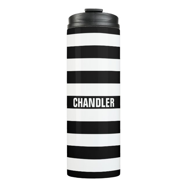 Bouteilles Isothermes Culbuteur rayé noir et blanc personnalisé (Devant)