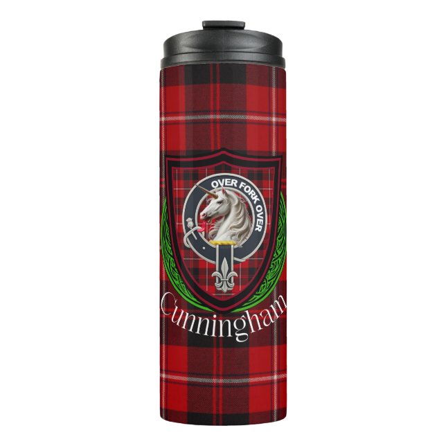 Bouteilles Isothermes Cunningham Scottish Clan Tartan & Crest (Devant)