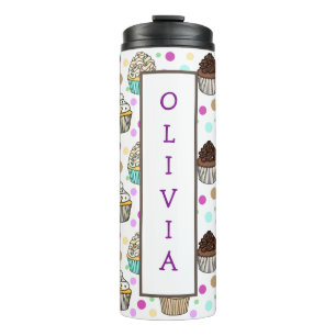 Bouteilles Isothermes Cupcakes violets et roses personnalisés