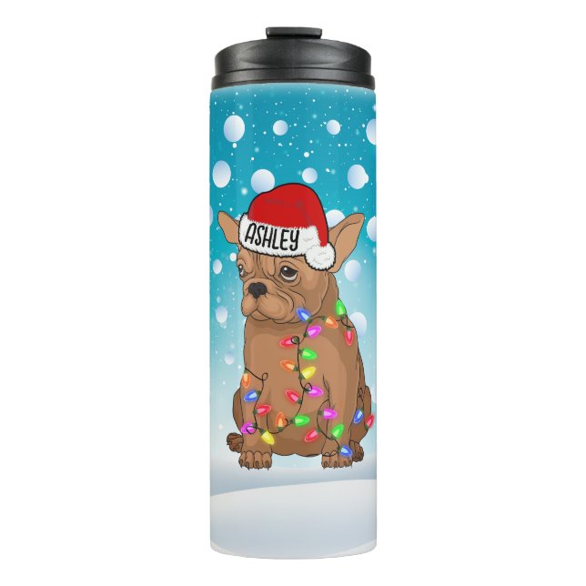 Bouteilles Isothermes Custom Christmas Boston terrier Head Santa Hat The (Devant)