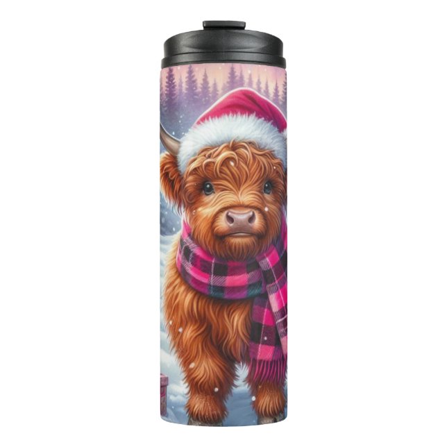 Bouteilles Isothermes Custom Highland Cow Christmas Tumblr –Festive Gift (Devant)