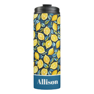 Bouteilles Isothermes Custom Lemon Pattern Water Bottle with Name