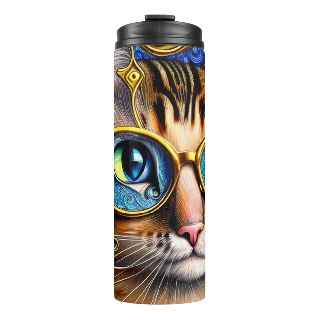 Bouteilles Isothermes Cute Amusant Chat Nerd Portant des lunettes Oeuvre (Devant)