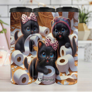 Bouteilles Isothermes Cute Black Kittens Jouer Papier toilette