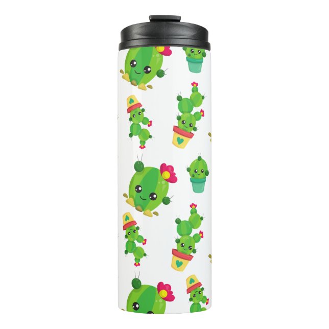 Bouteilles Isothermes Cute Cactus, Green Cactus, Motif Cactus (Devant)
