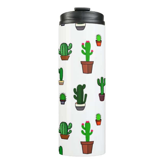 Bouteilles Isothermes Cute Cactus illustrations Pattern White (Devant)